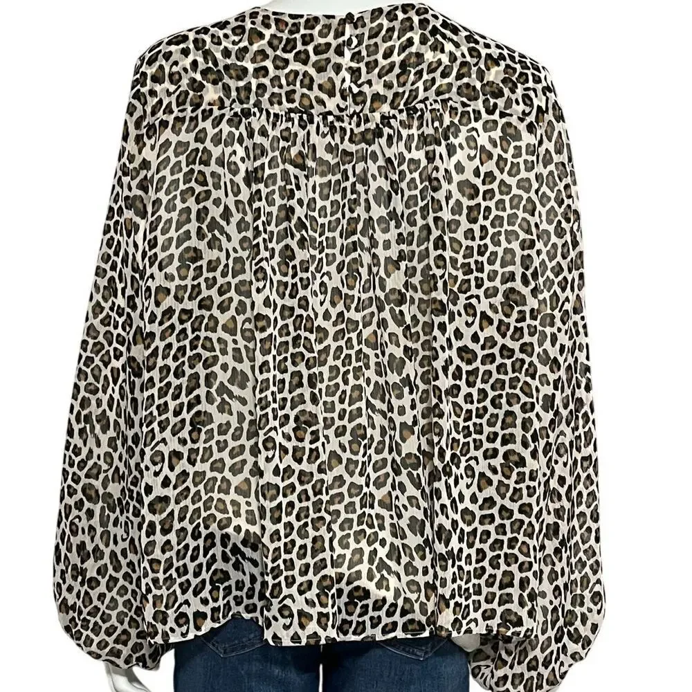 Maeve Leopard Print Pheasant Blouse Size 1X